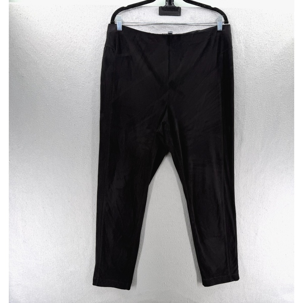 Isaac Mizrahi Live! Pants Size Large Black Faux Suede Slim Leg Pull-On Moleskin‎